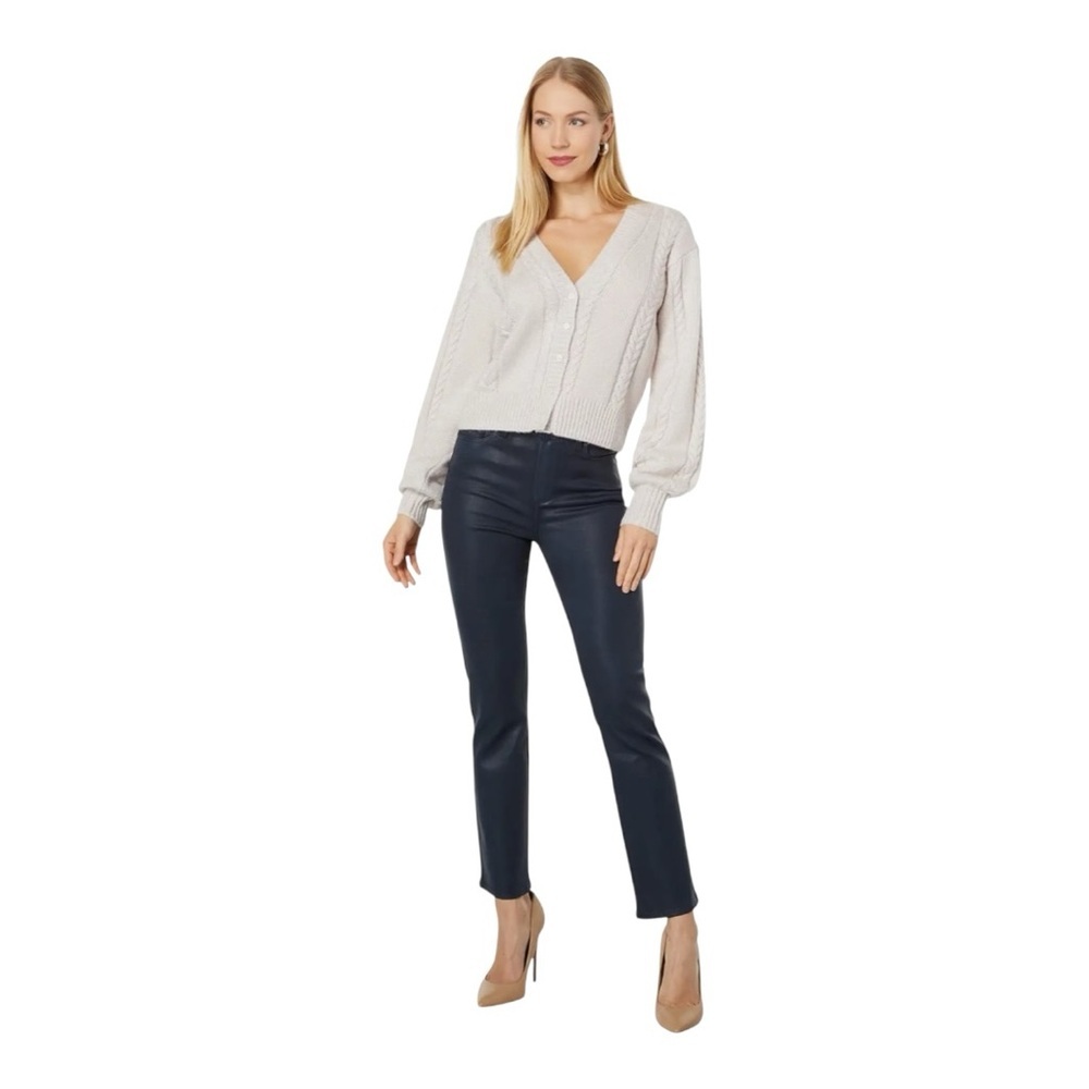 Paige wool blend Cable Knit Cardigan Cropped Sweater Y2K Buttons Front Closure - Picture 10 of 10
